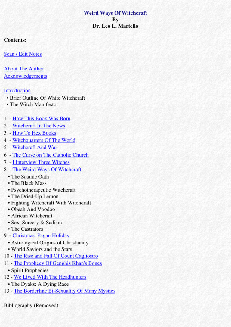 Weird Ways of Witchcraft PDF Download – Dr. Leo L. Martello