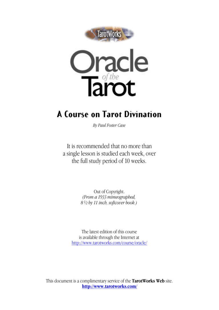 Oracle of the Tarot PDF Download – Paul Foster Case
