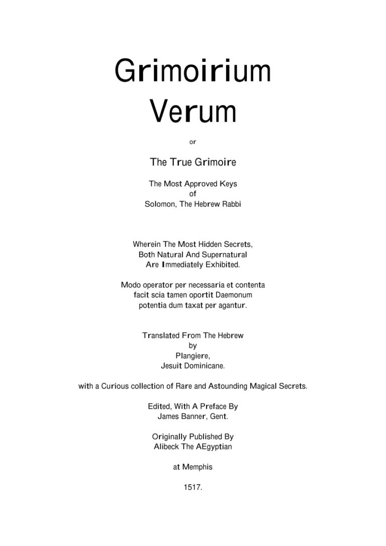 Grimoirium Verum PDF Download – Unknown Author