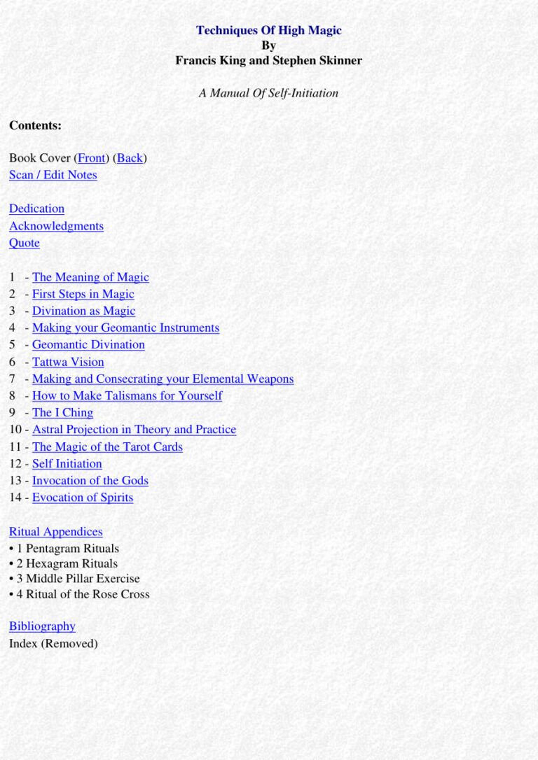 Technics of High Magic PDF Download – Francis King