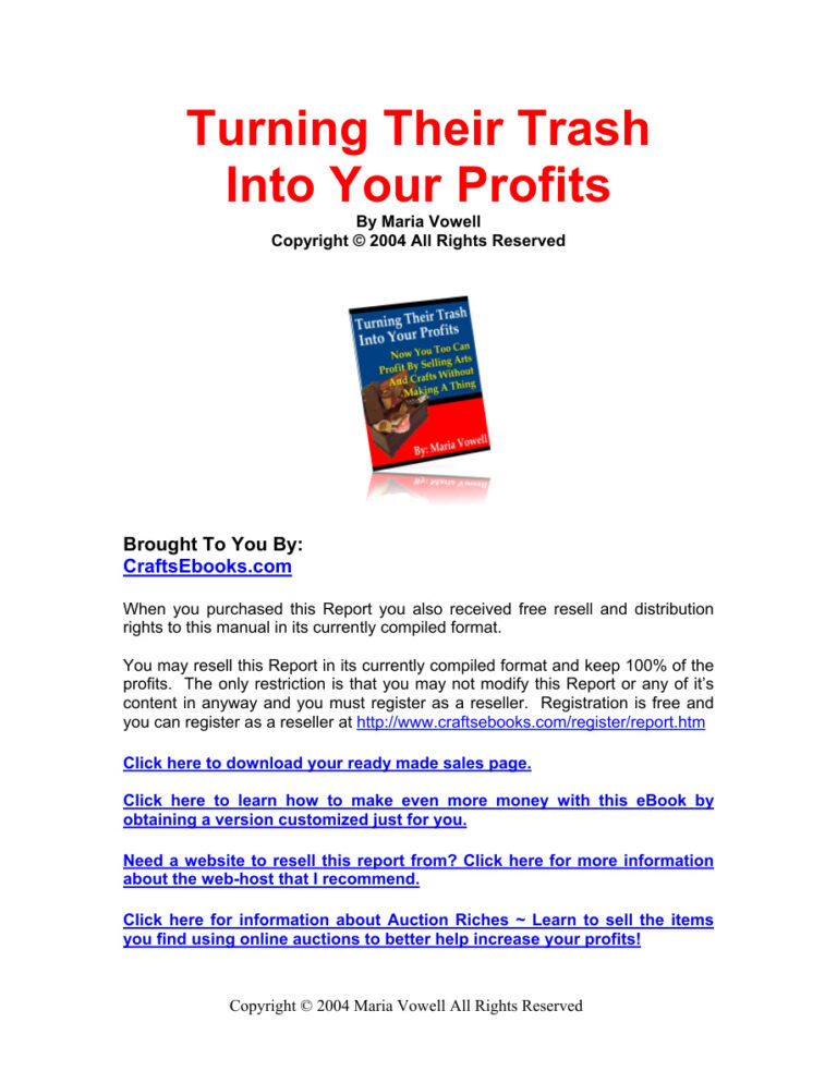 Turning Their Trash into Your Profits PDF Download – Unknown Author