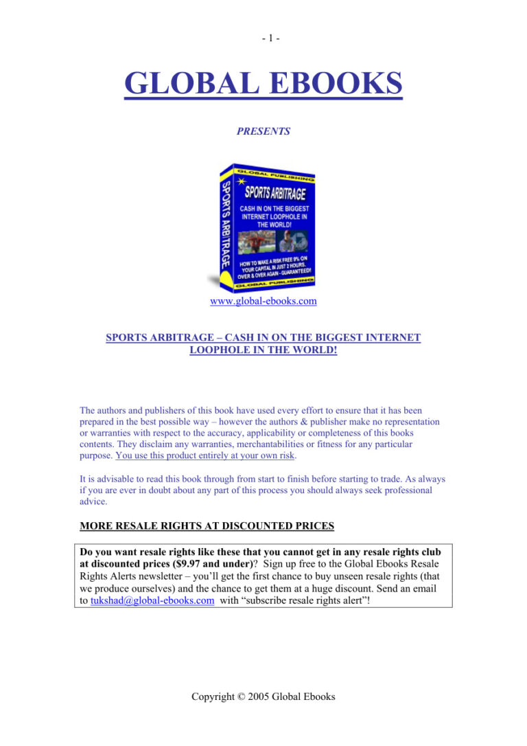 Sports Arbitrage PDF Download – Unknown Author