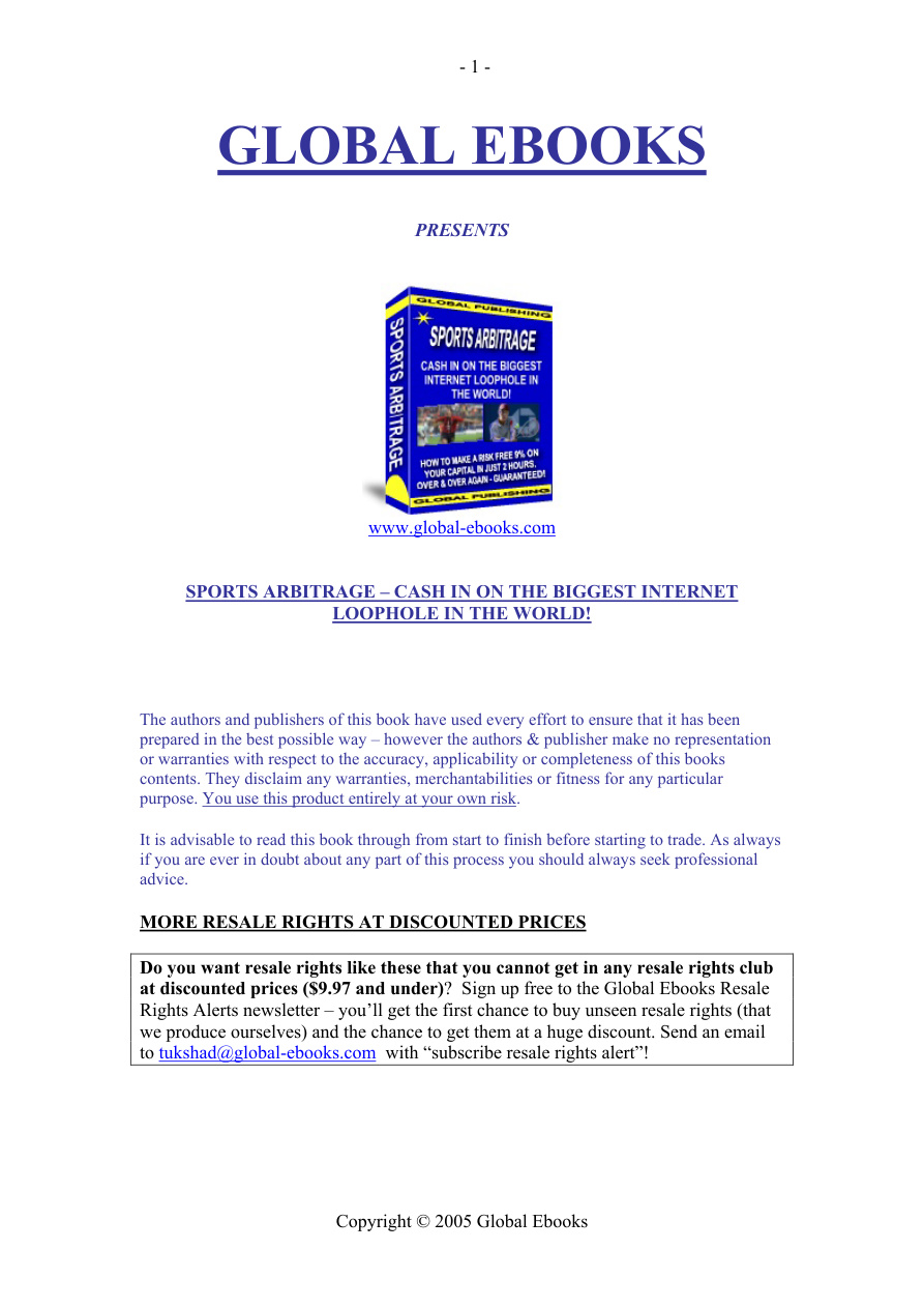 Sports Arbitrage PDF Download