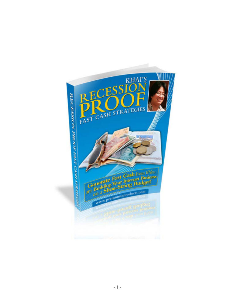 Recession Proof Fast Cash Strategies PDF Download – Unknown Author