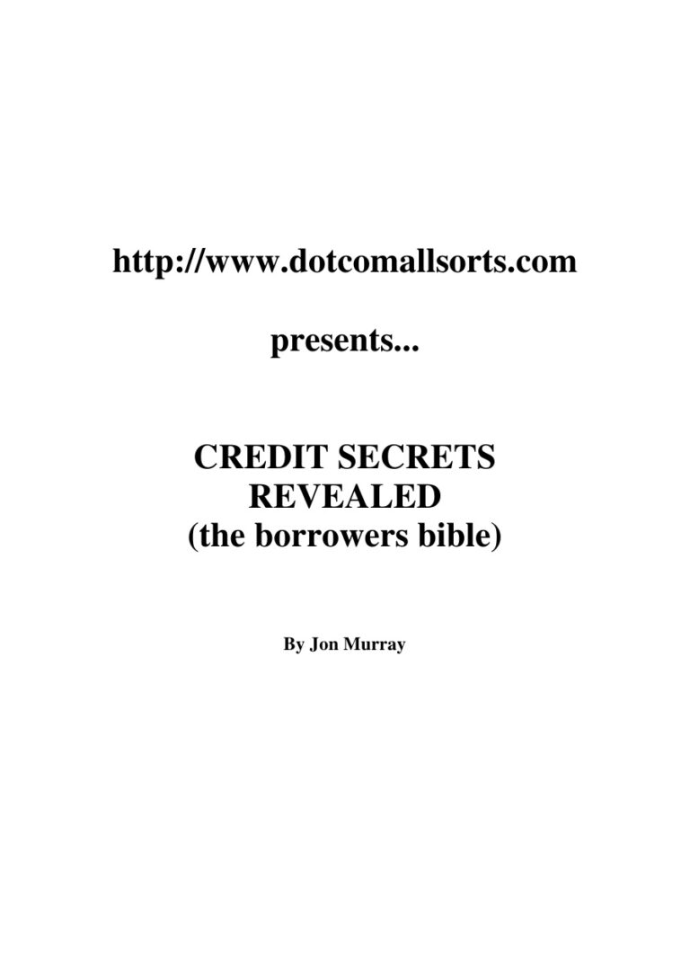 Credit Secrets Revealed PDF Download – Jon Murray