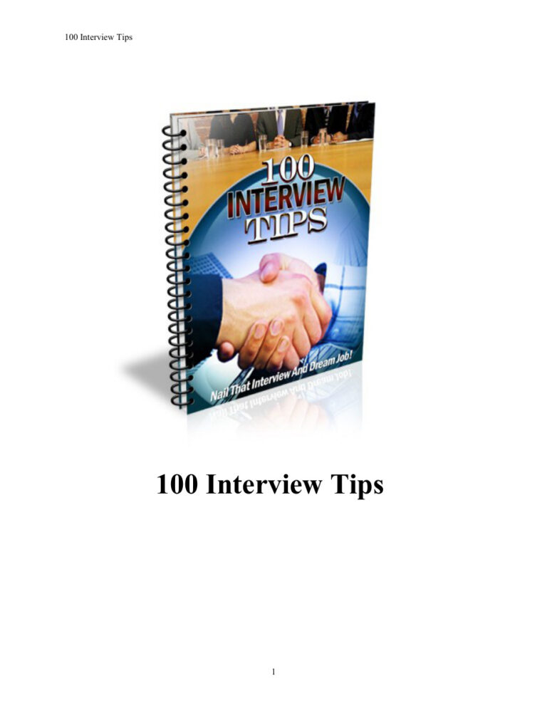 100 Interview Tips PDF Download – Unknown Author