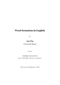 688504d53d88e word formation in english by ingo plag Kitap Kapağı