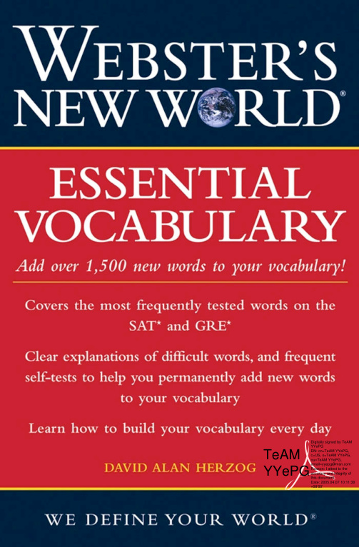 688506b030983 webster s new world essential vocabulary Kitap Kapağı