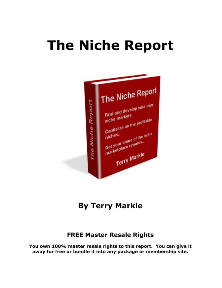 The Niche Report PDF Download – Terry Markle