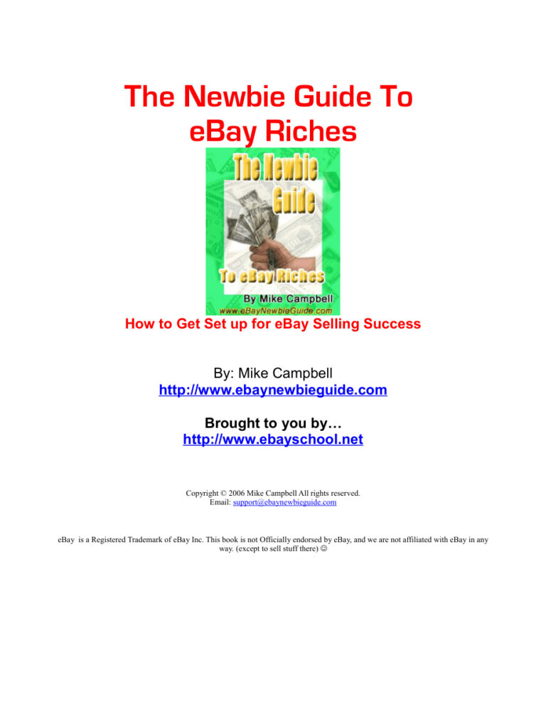 The Newbie Guide to eBay Riches PDF Download – Unknown Author