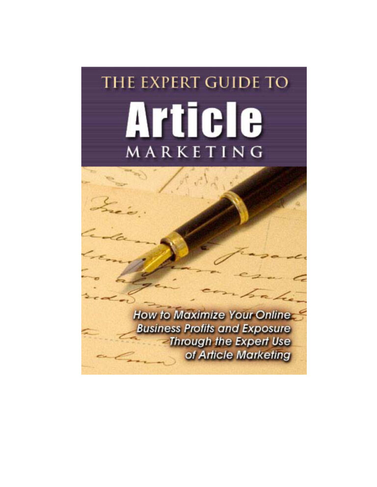 The Expert Guide to Article Marketing PDF Download – Unknown Author