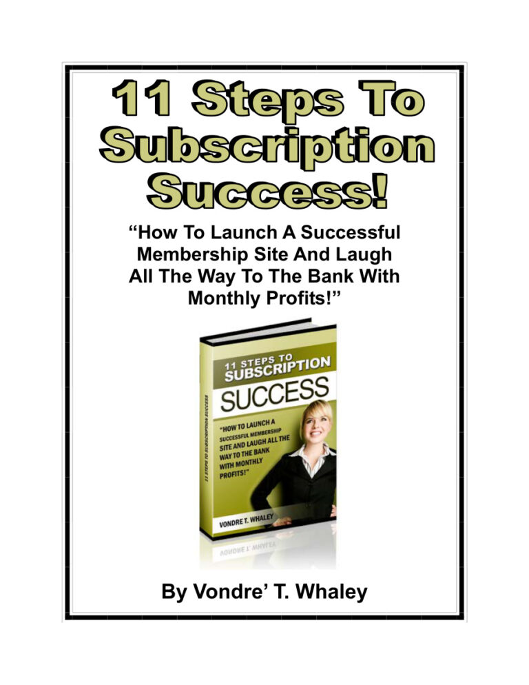 11 Steps to Subscription Success PDF Download – Unknown Author