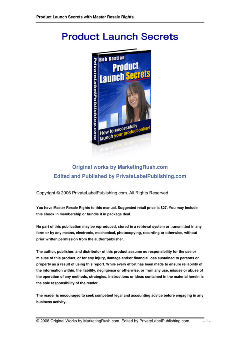 Product Launch Secrets PDF Download – Unknown Author