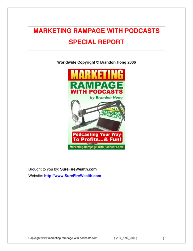 Marketing Rampage with Podcasts: Special Report PDF Download – Unknown Author