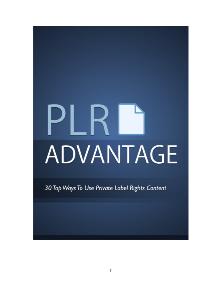 PLR Advantage PDF Download – Unknown Author