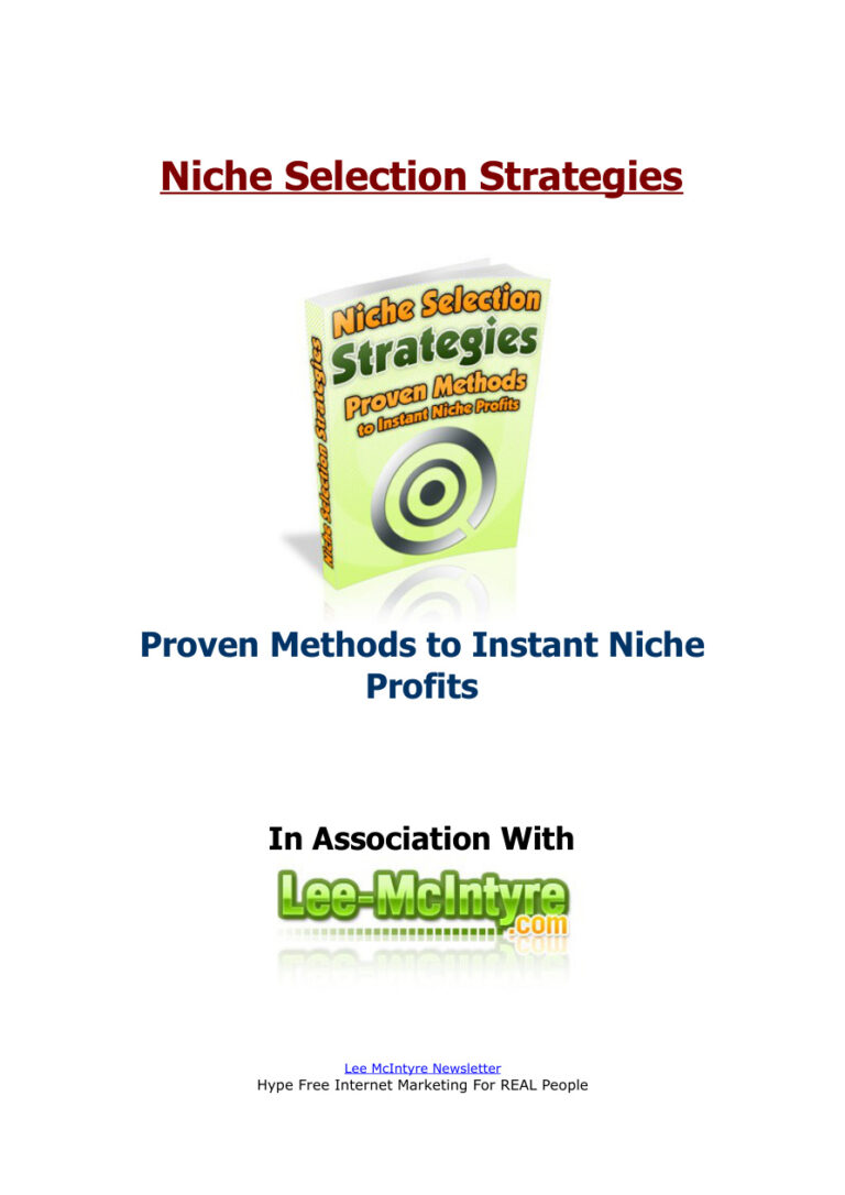 Niche Selection Strategies PDF Download – Unknown Author