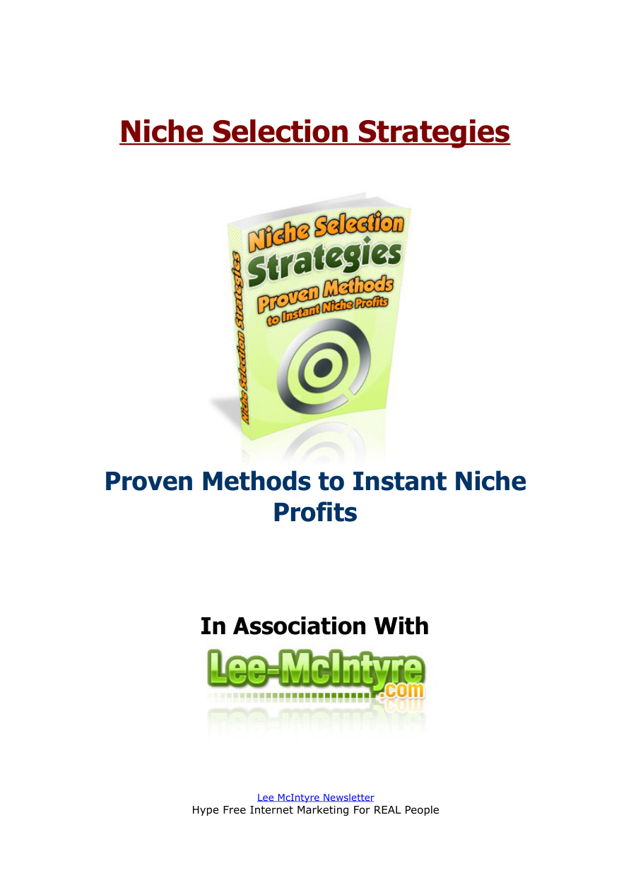 Niche Selection Strategies PDF Download