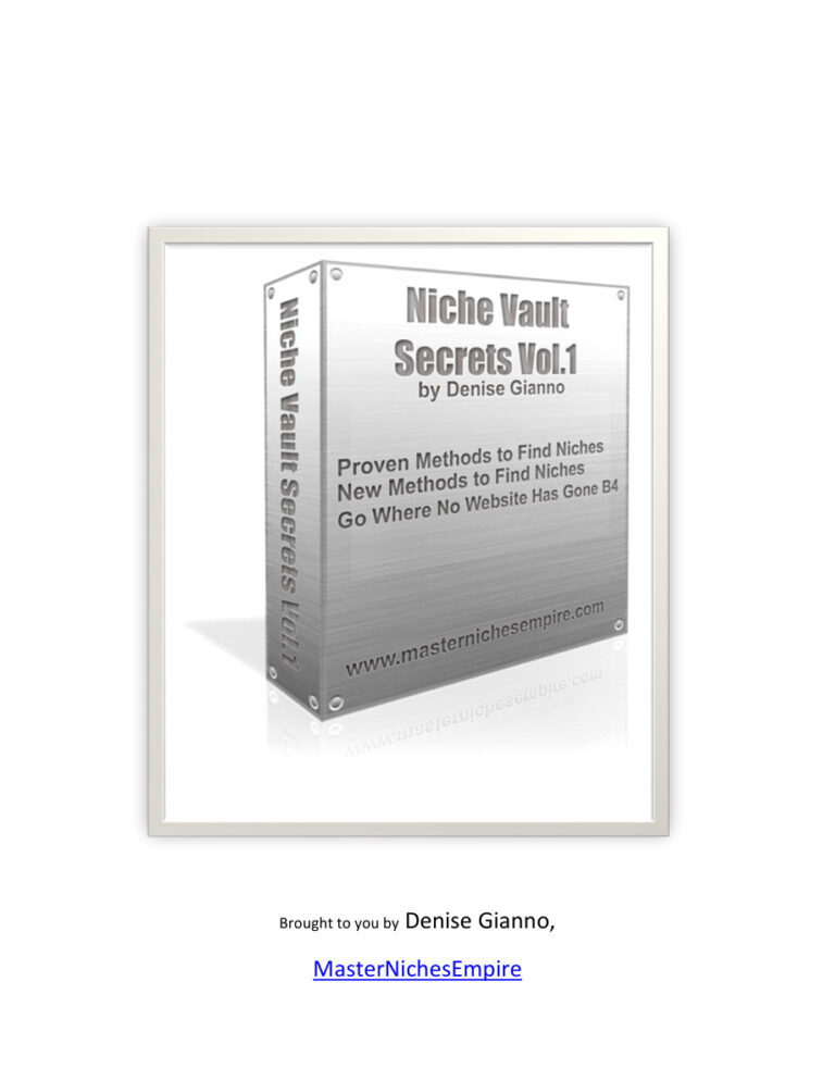 Niche Vault Secret Volume 1 PDF Download – Unknown Author
