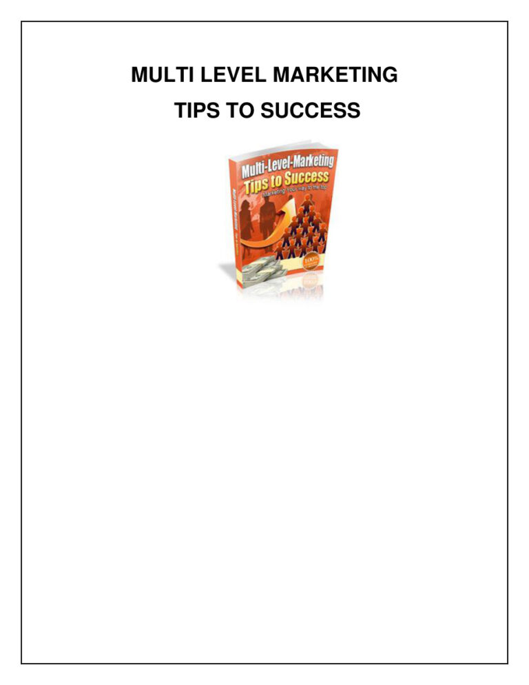 Multi-Level Marketing Tips to Success PDF Download – Unknown Author