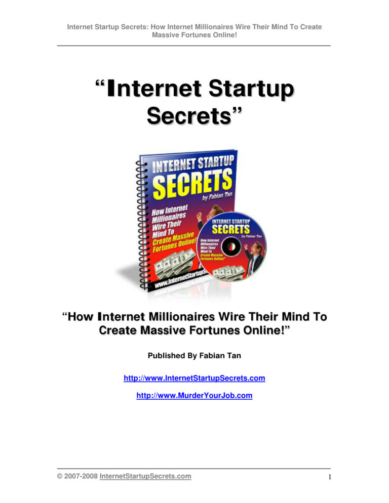 Internet Startup Secrets PDF Download – Unknown Author