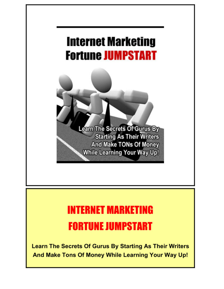 Internet Marketing Fortune Jumpstart PDF Download – Unknown Author