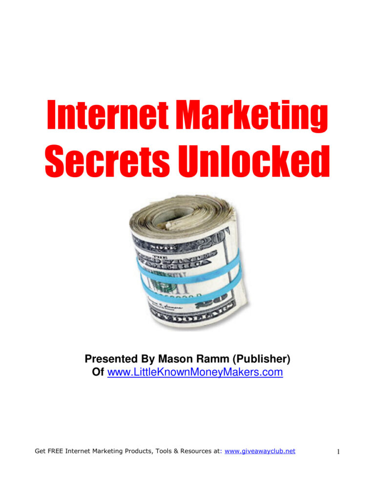 Internet Marketing Secrets Unlocked PDF Download – Unknown Author