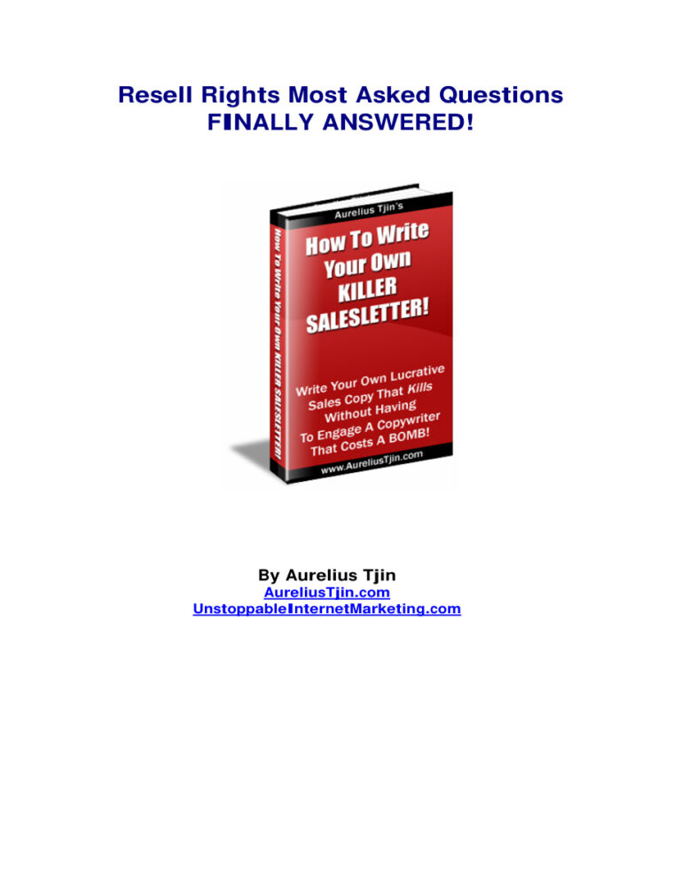 How to Write Your Own Killer Sales Letter PDF Download – Aurelius Tjin
