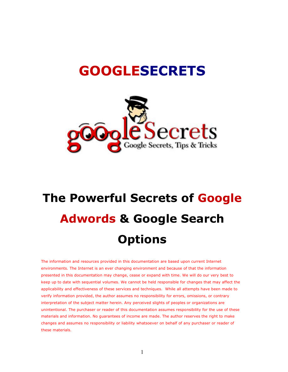 Google Secrets Tips and Tricks PDF Download