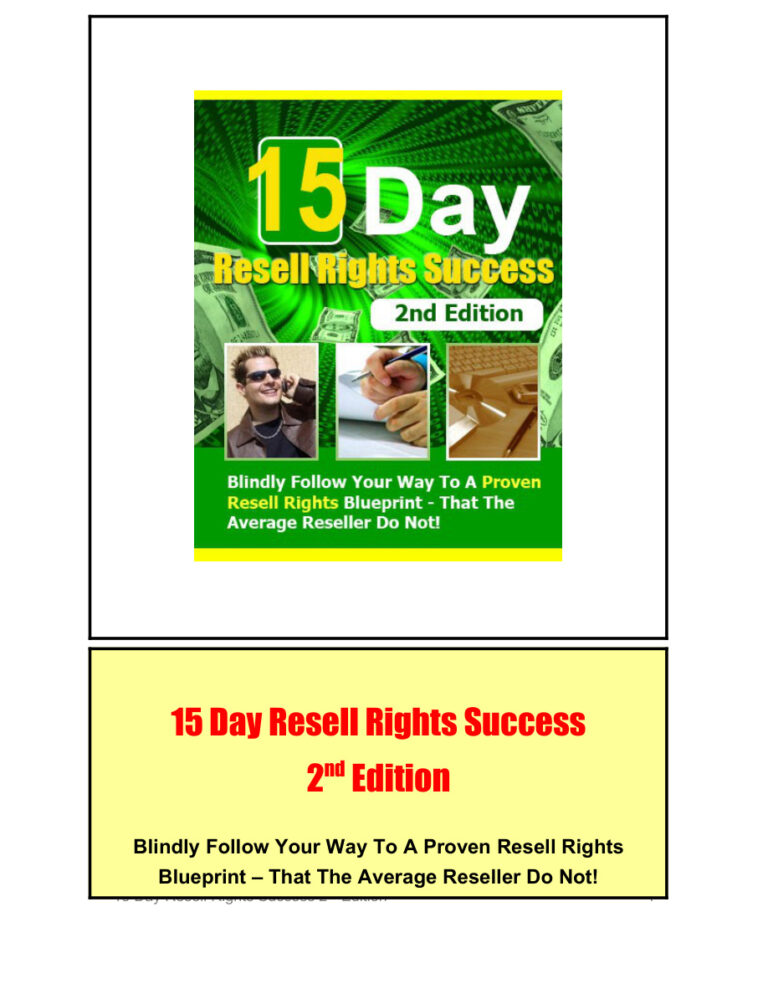 15 Day Resell Rights Success PDF Download – Unknown Author