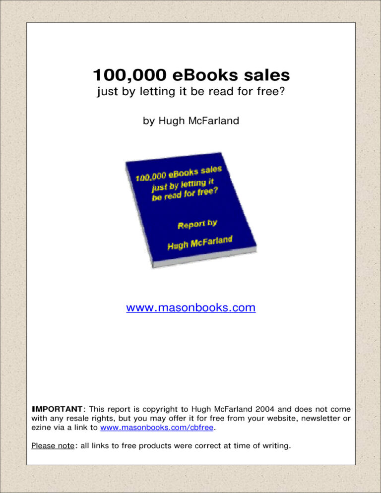 100,000 Ebooks Sales PDF Download – Hugh McFarland