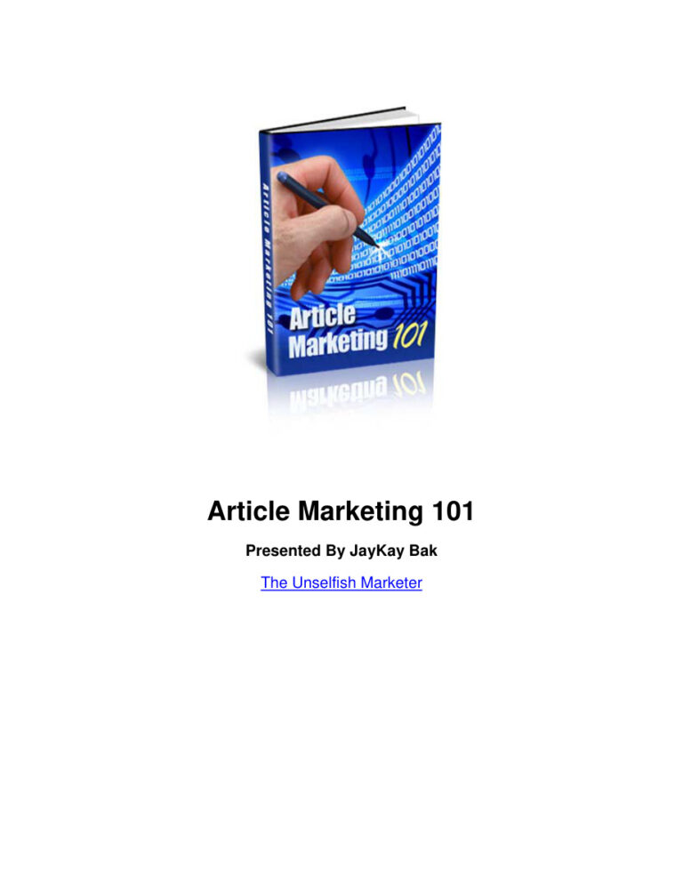 Article Marketing 101 PDF Download – JayKay Bak