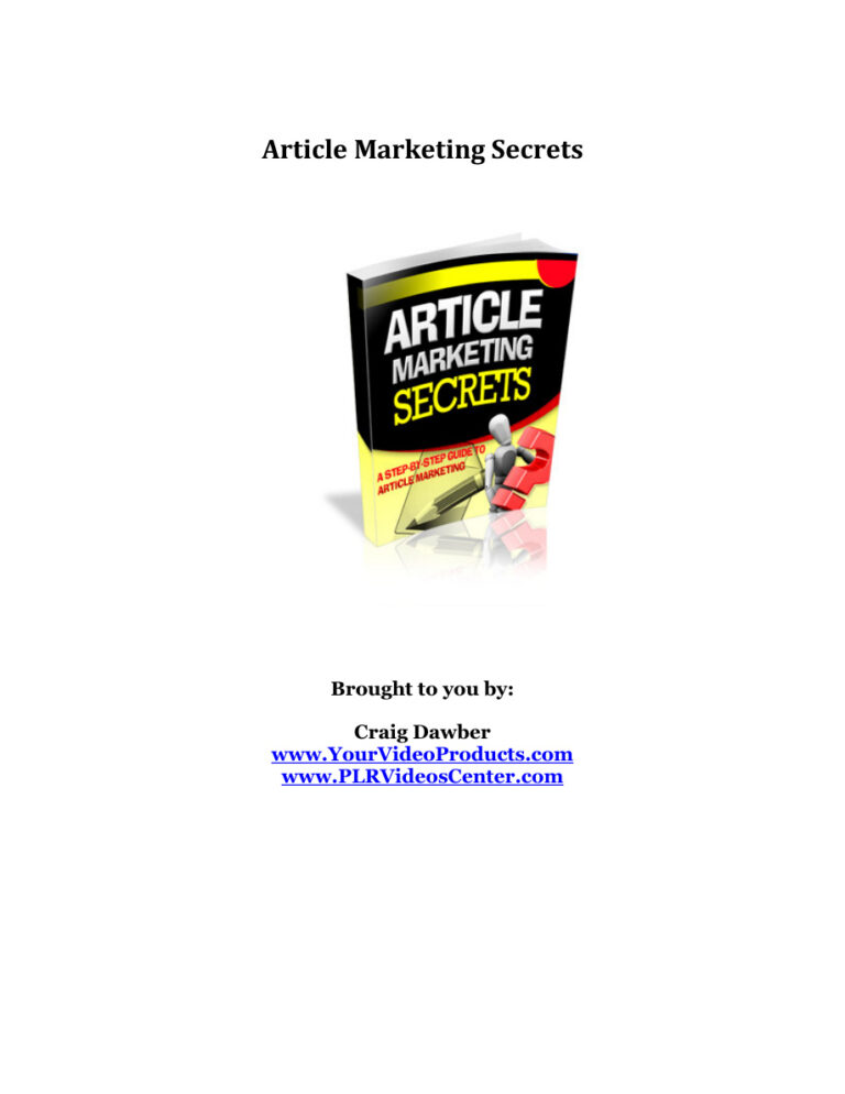 Article Marketing Secrets PDF Download – Unknown Author