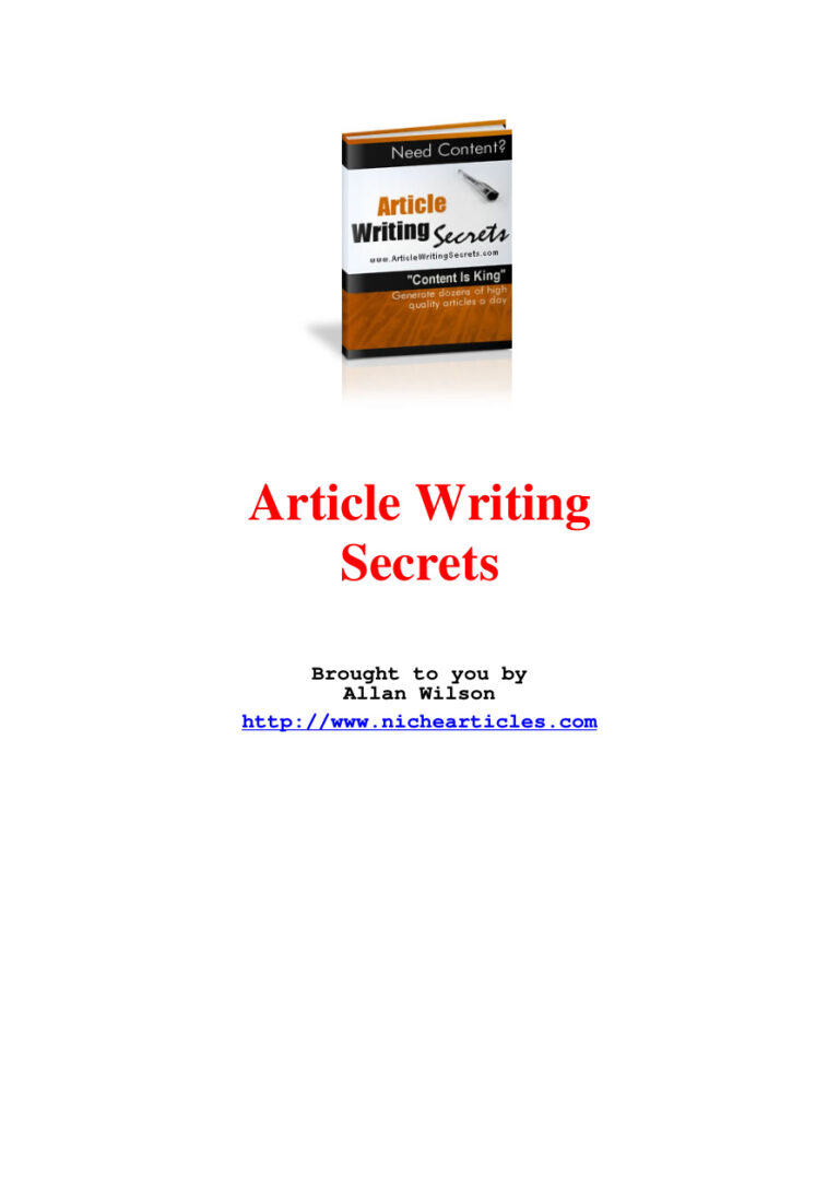 Article Writing Secrets PDF Download – Unknown Author