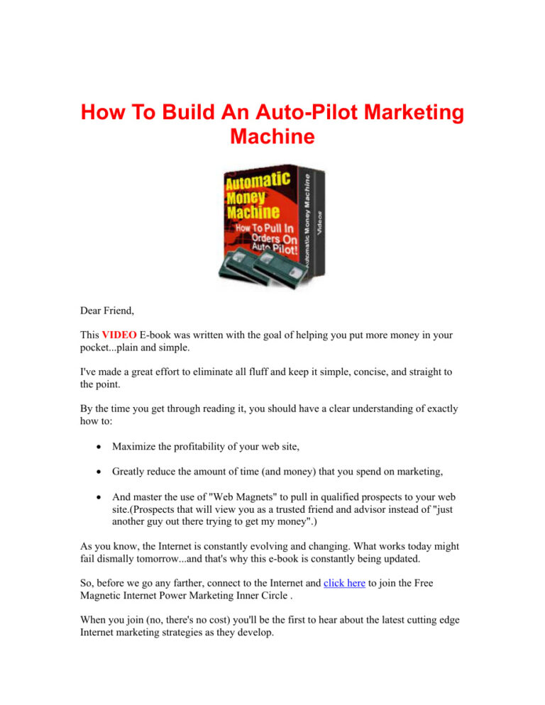 How to Build an Auto Pilot Marketing Machine PDF Download – Unknown Author