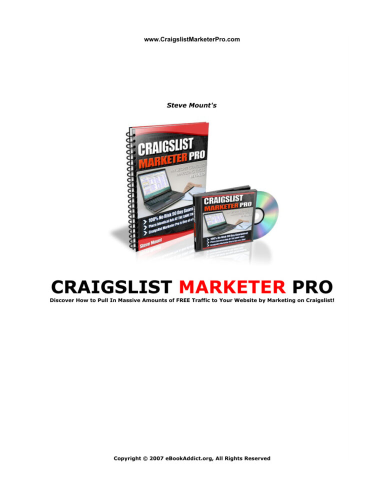 Craigslist Marketer Pro PDF Download – Unknown Author