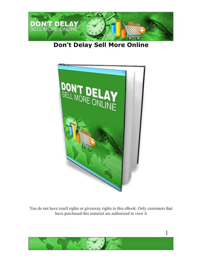 Don’t Delay, Sell More Online PDF Download – Unknown Author