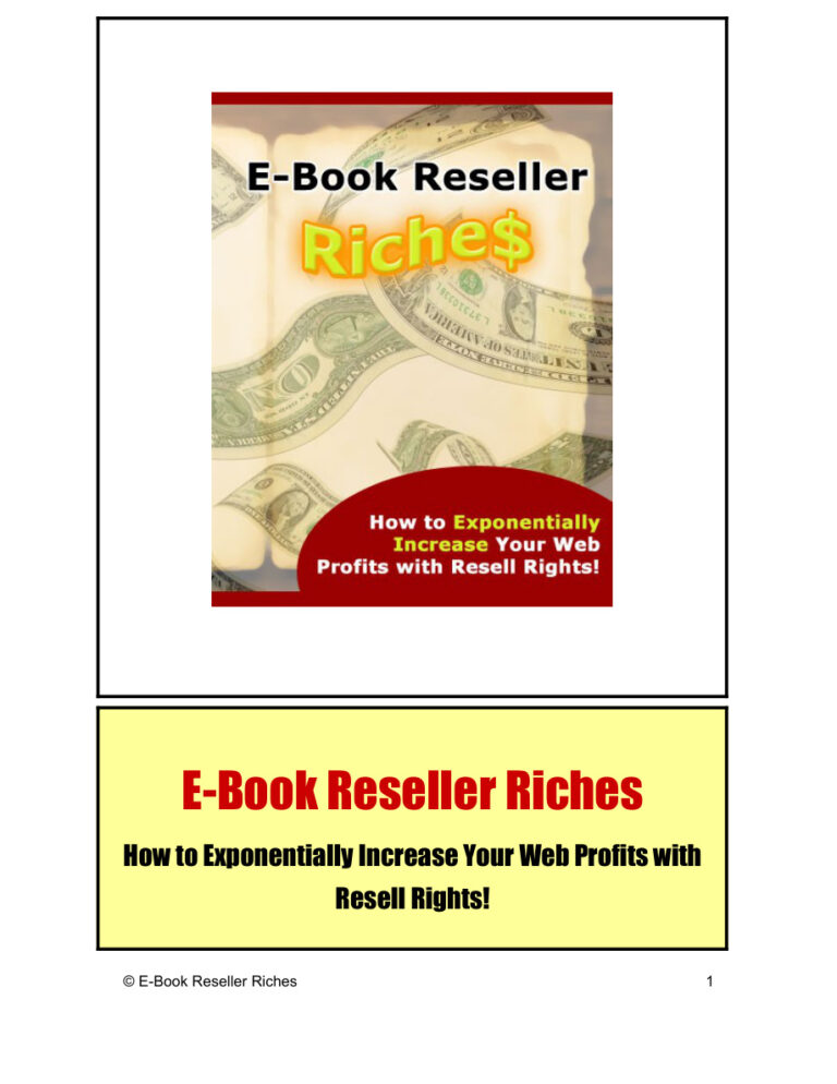 E-book Reseller Riches PDF Download – Unknown Author