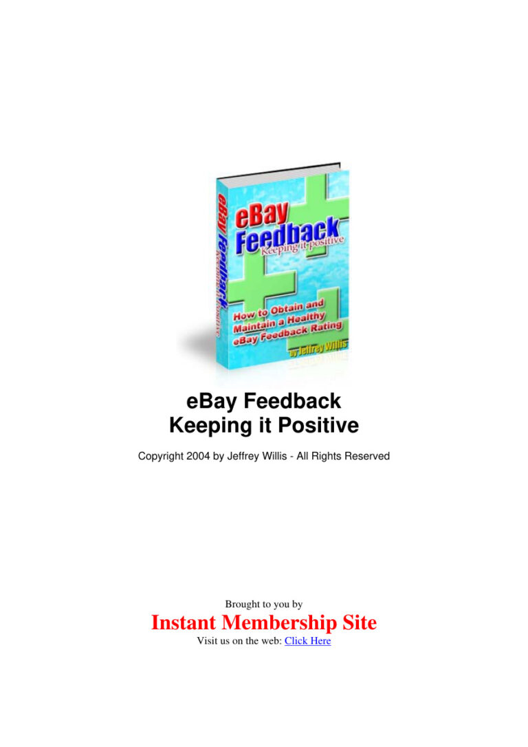 eBay Feedback: Keeping It Positive PDF Download – Unknown Author