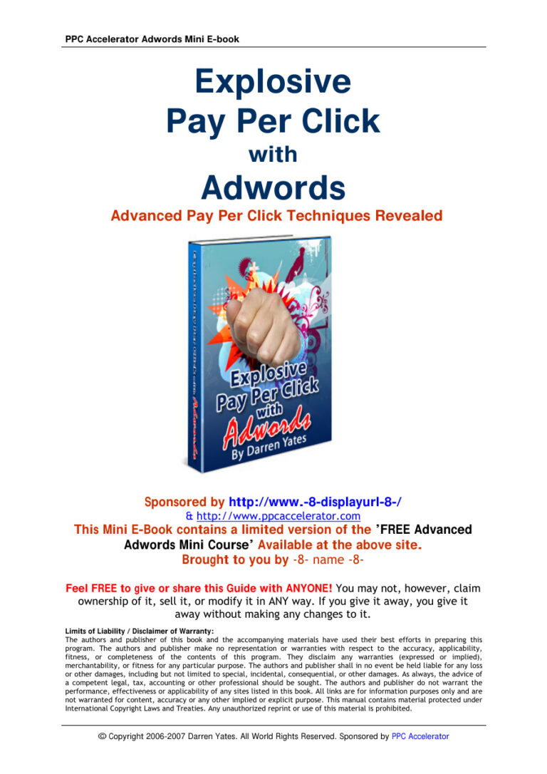 Explosive Pay Per Click with Adwords PDF Download – Unknown Author