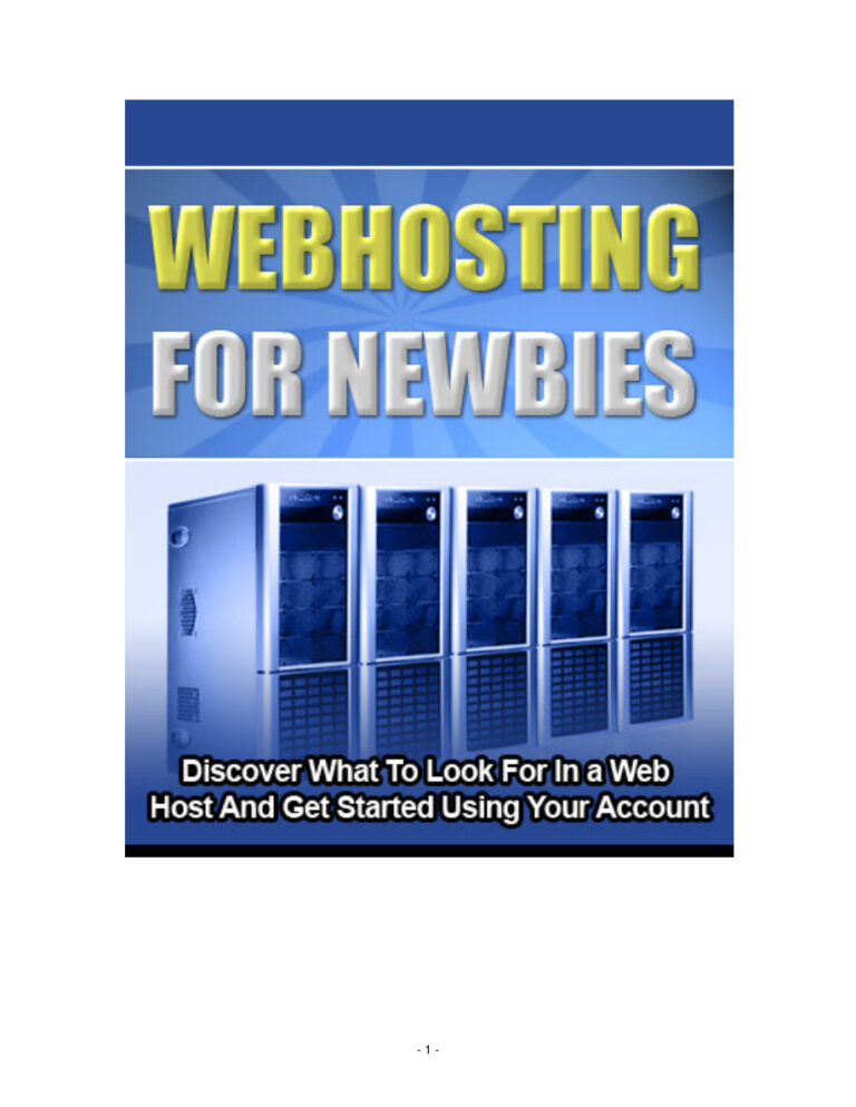 Website Hosting for Newbies PDF Download – Unknown Author