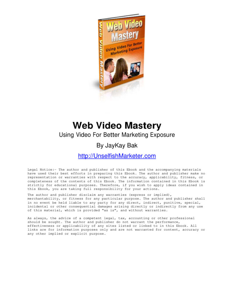 Web Video Mastery PDF Download – Unknown Author