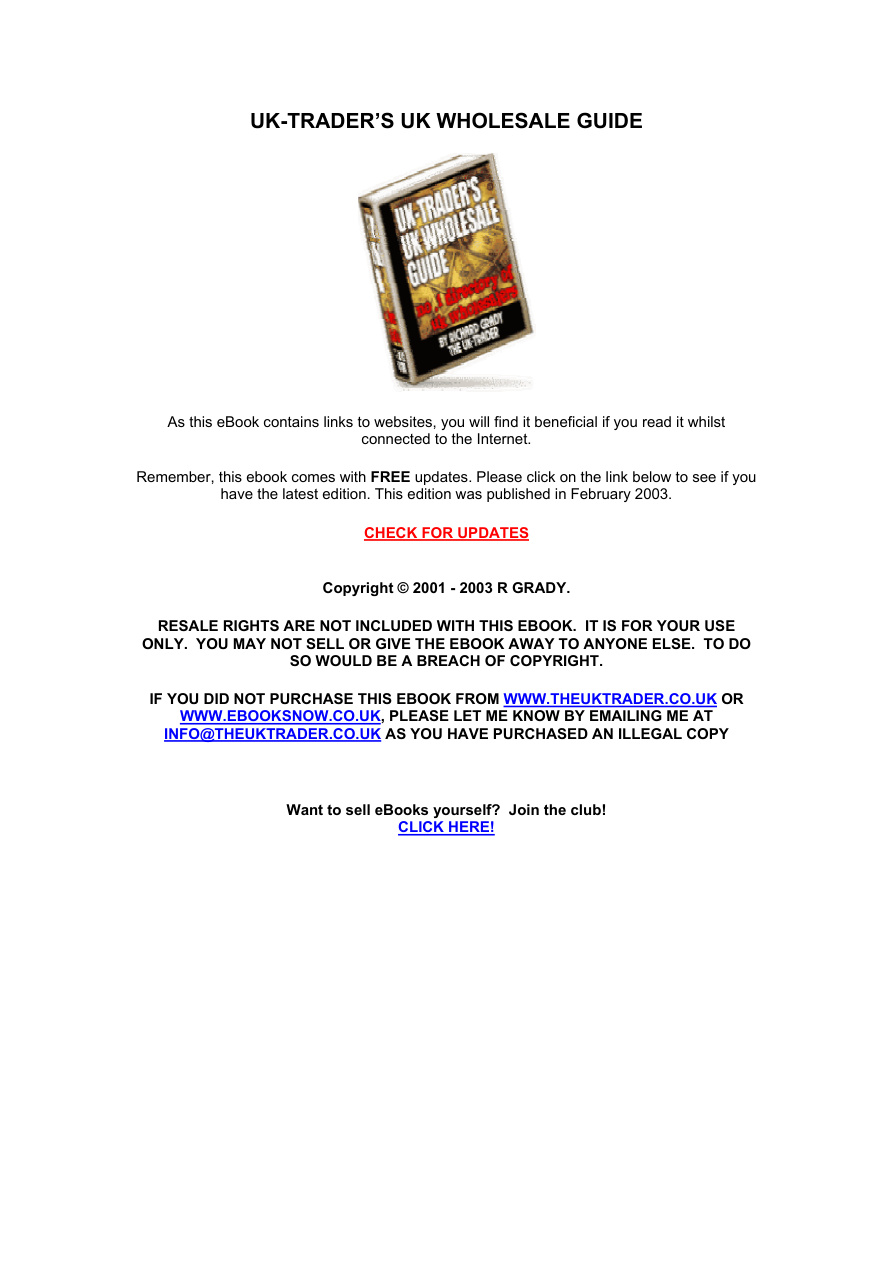 UK Traders UK Wholesale Guide PDF Download