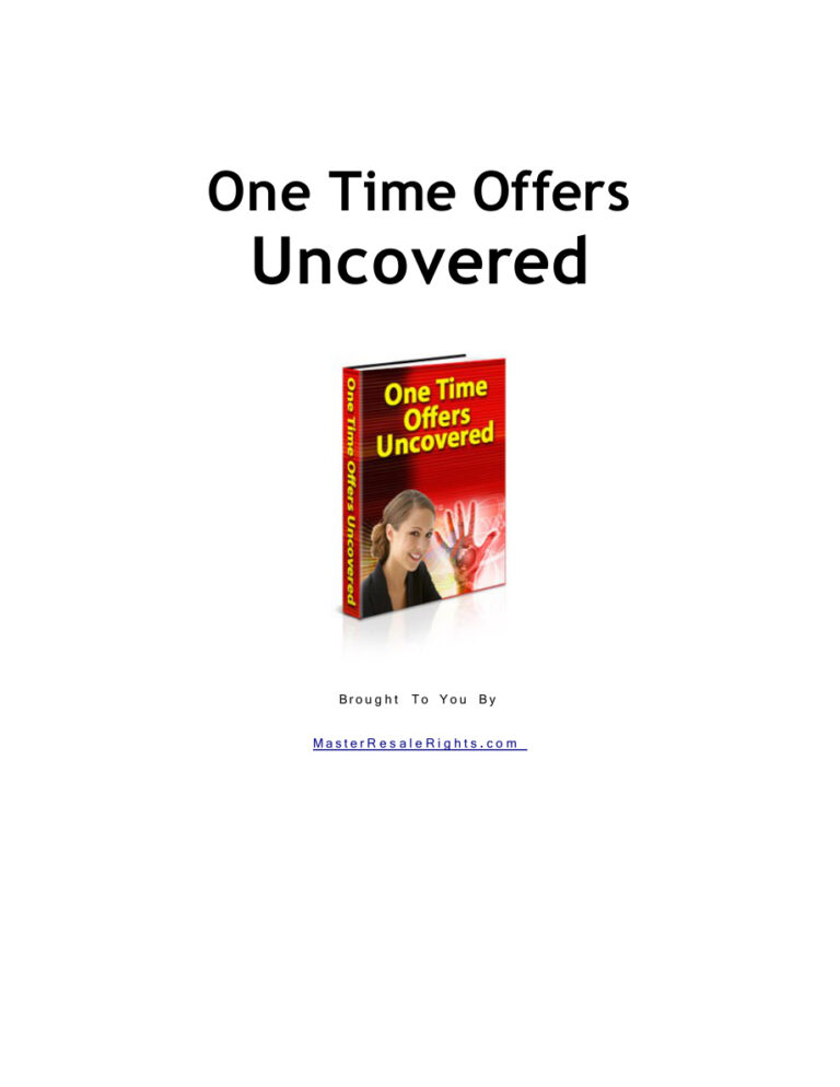 One-Time Offers Uncovered PDF Download – Unknown Author