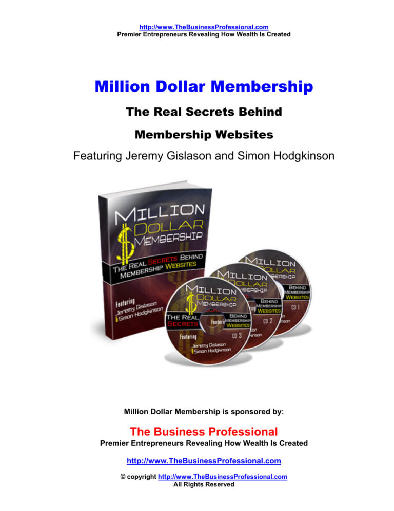 Million Dollar Membership PDF Download – Unknown Author