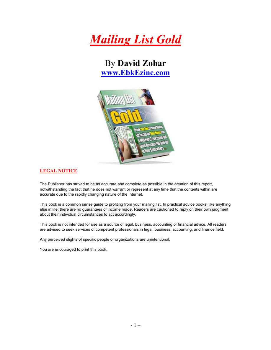 Mailing List Gold PDF Download