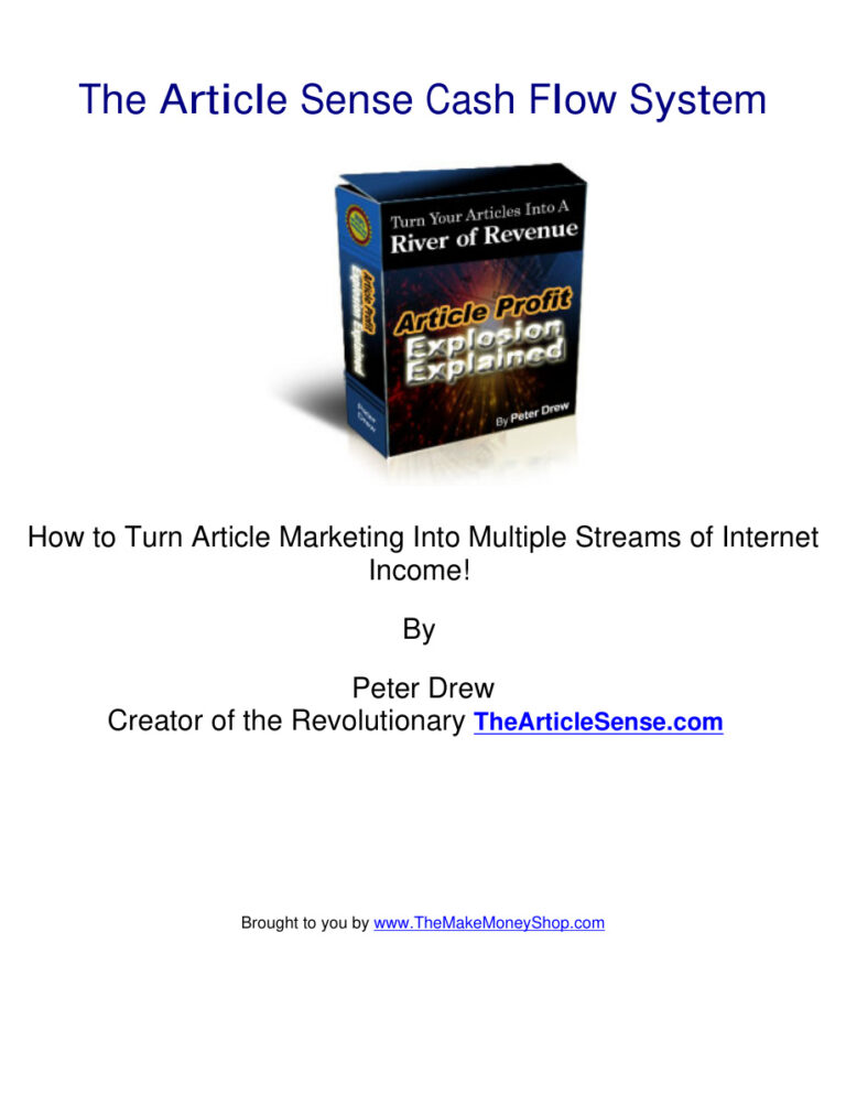 The Article Sense Cash Flow System PDF Download – Unknown Author