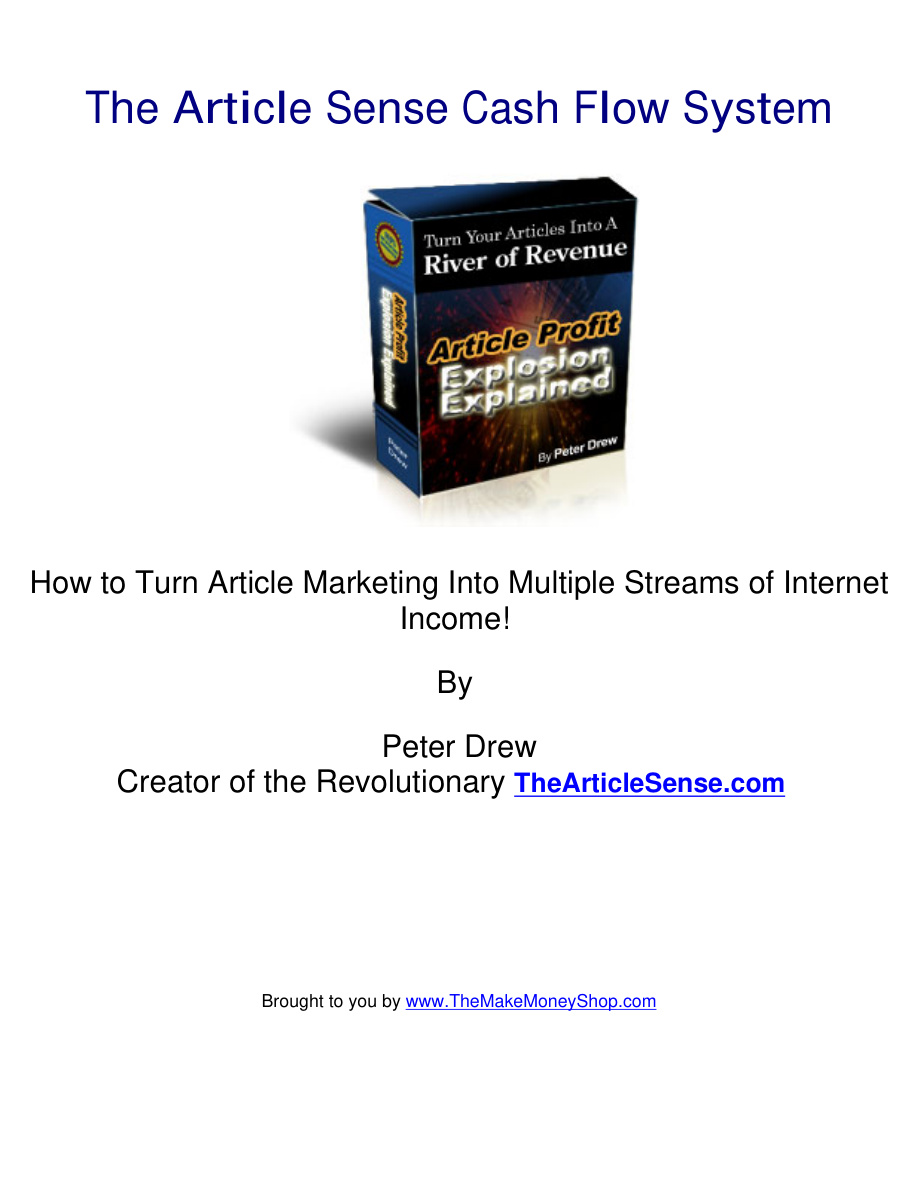 The Article Sense Cash Flow System PDF Download