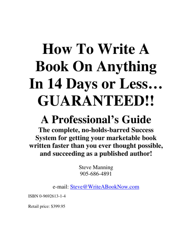 How to Write a Book on Anything in 14 Days or Less PDF Download – Unknown Author