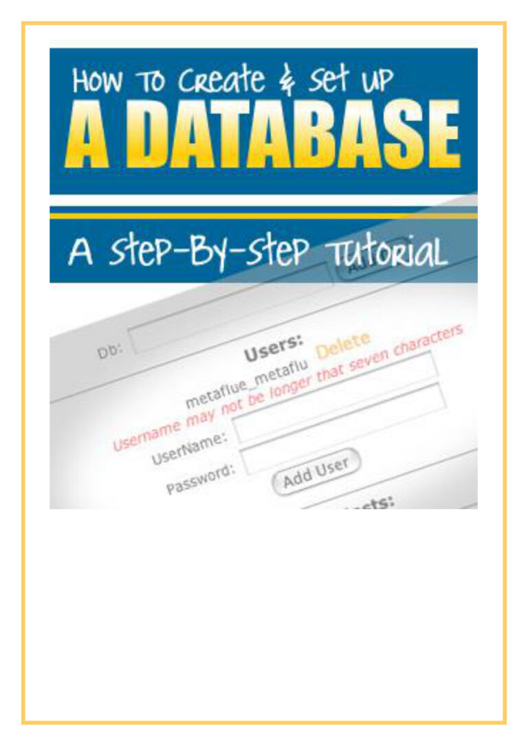 How to Create and Set Up a Database PDF Download – Unknown Author