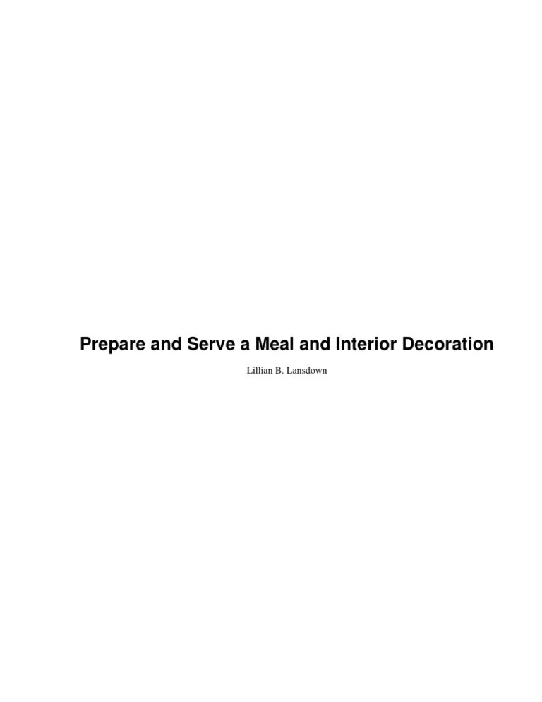 689473f051415 prepare and serve a meal and interior decoration lillian b lansdown Kitap Kapağı